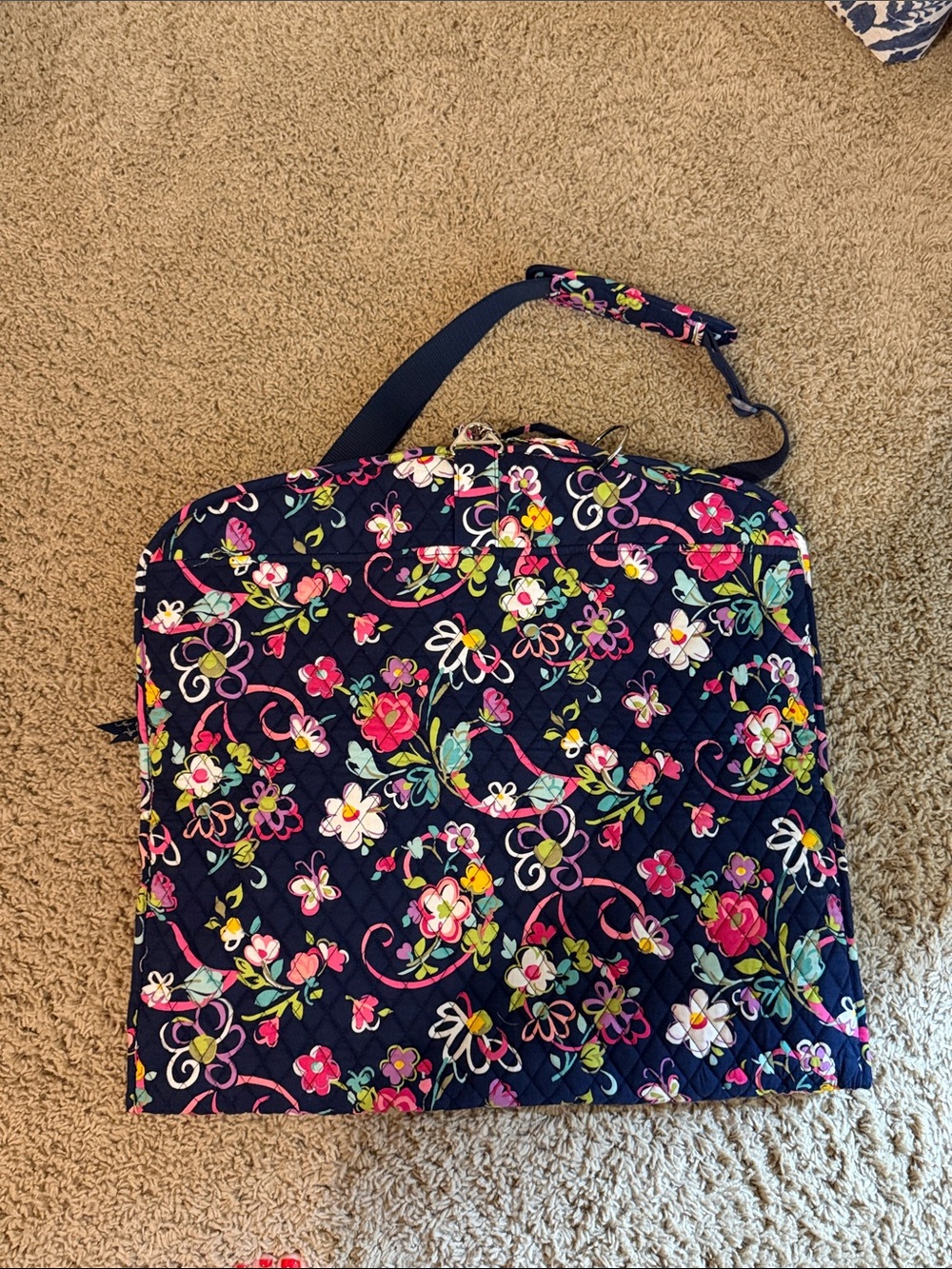 Vera Bradley Navy Quilted Floral Travel Tote